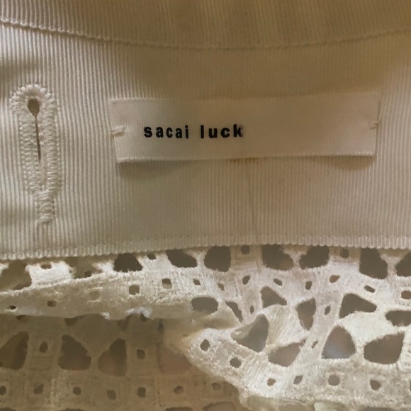 🆕 [Sacai Luck] Ivory Lattice and Lace Jacket Sz: 2 - Picture 6 of 7